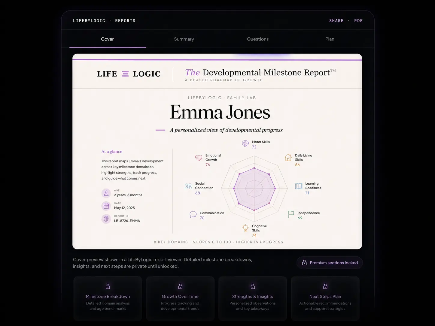 Developmental Milestone Report cover preview